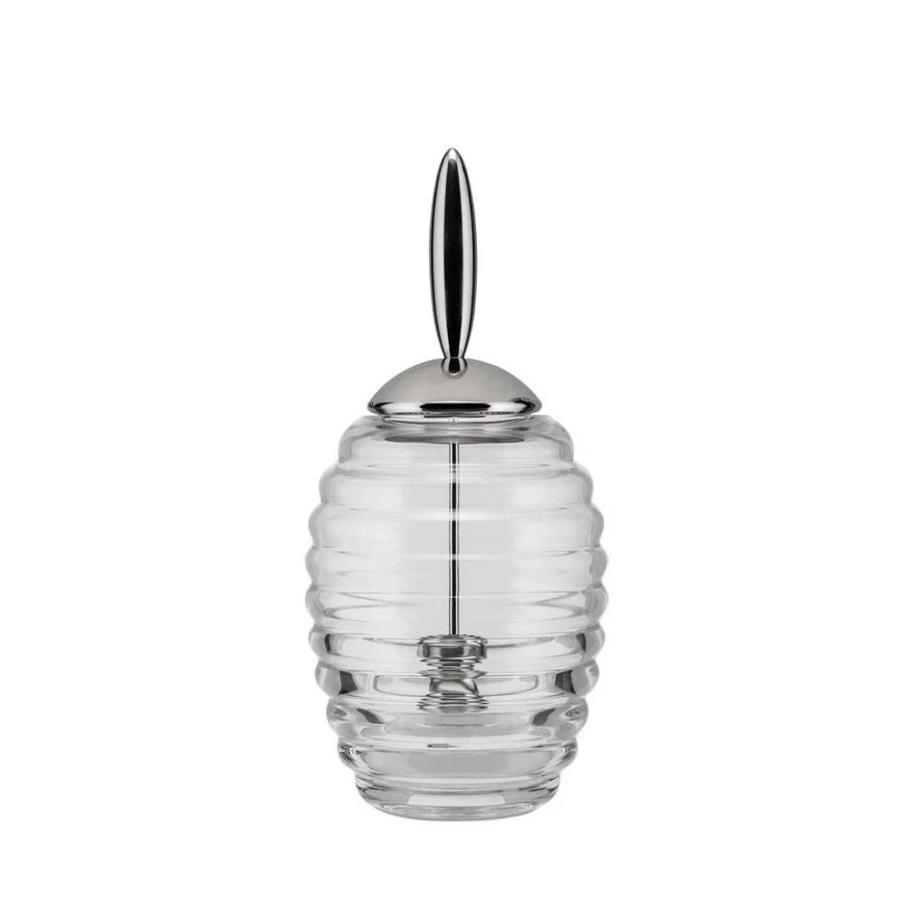Alessi TW01 Honey Pot Glass Honey Container With Steel Lid 3 Alessi TW01 Honey Pot Glass Honey Container With Steel Lid