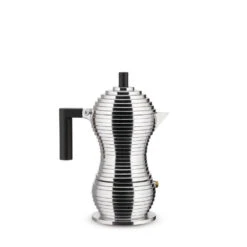 Alessi MDL02 Pulcina Espresso Coffee Maker In Steel With Coloured Handle And Knob